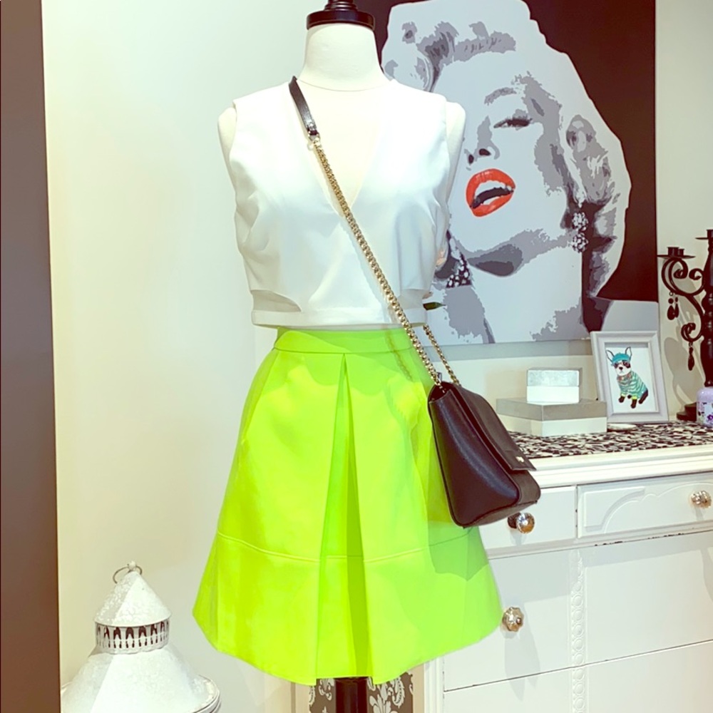 J. Crew Neon Lime Green Mini Skirt